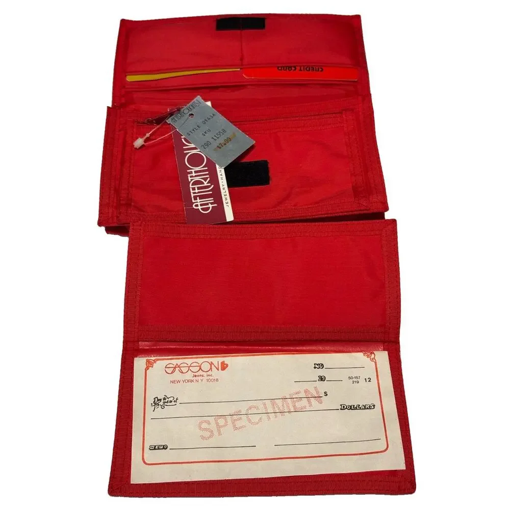 Vintage Deadstock NWT Sasson Bi-fold Wallet Red Nylon Trapper Wallet Retro